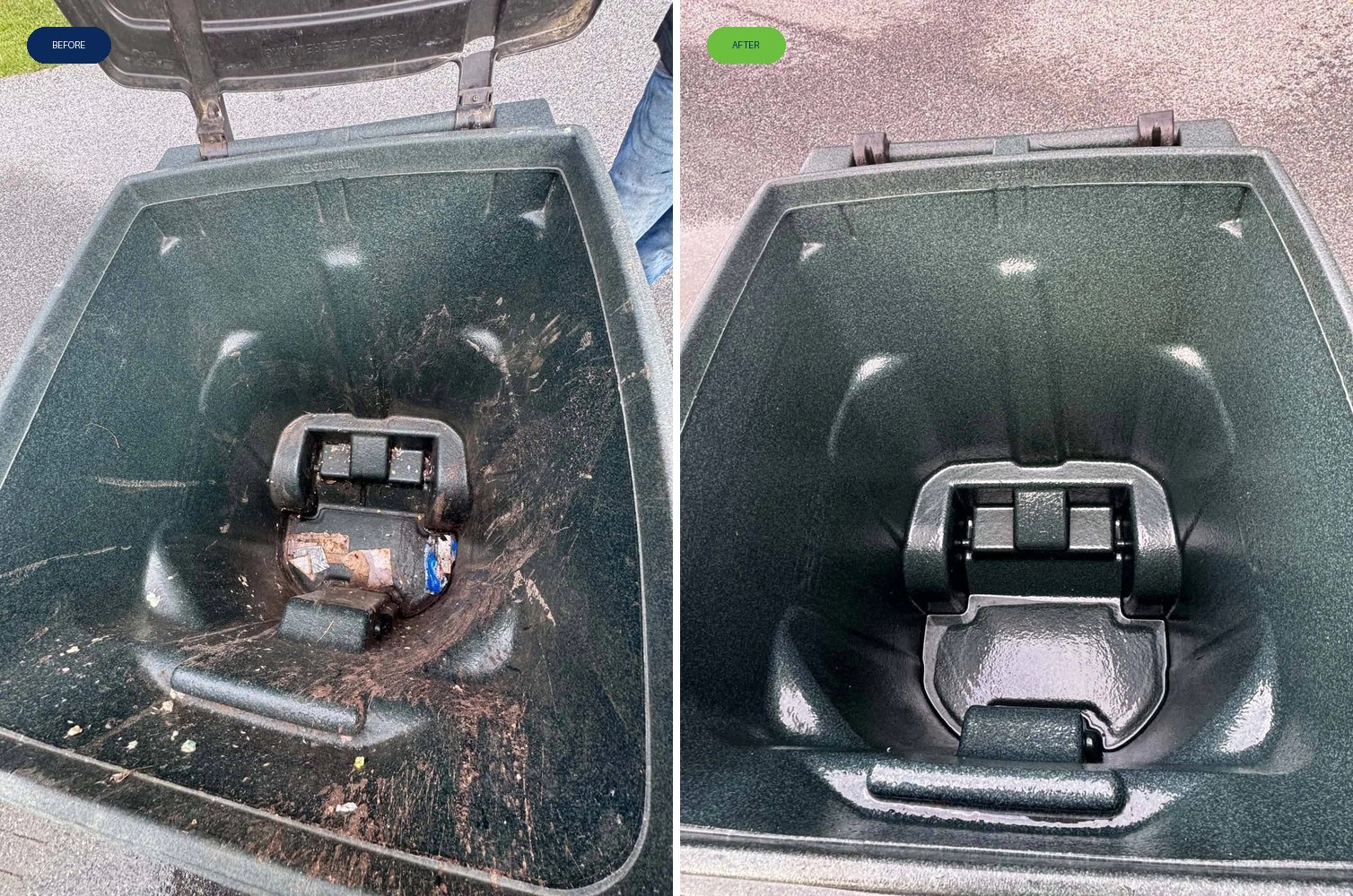 BOCO BINS trash can before and after cleaning